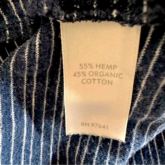 J. Jill blue striped Lagenlook hemp and organic cotton tunic top Large - Picture 11 of 12